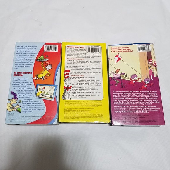 Dr. Seuss 3 VHS Lot: The Cat in the Hat, Green Eggs and Ham, One Fish Two Fish - Picture 2 of 7